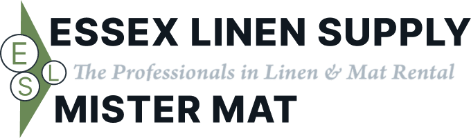 Logo for Essex Linen Supply / Mister Mat with the slogan, The Professionals in Linen & Mat Rental, and a graphic of three overlapping circles labeled E, L, and S.